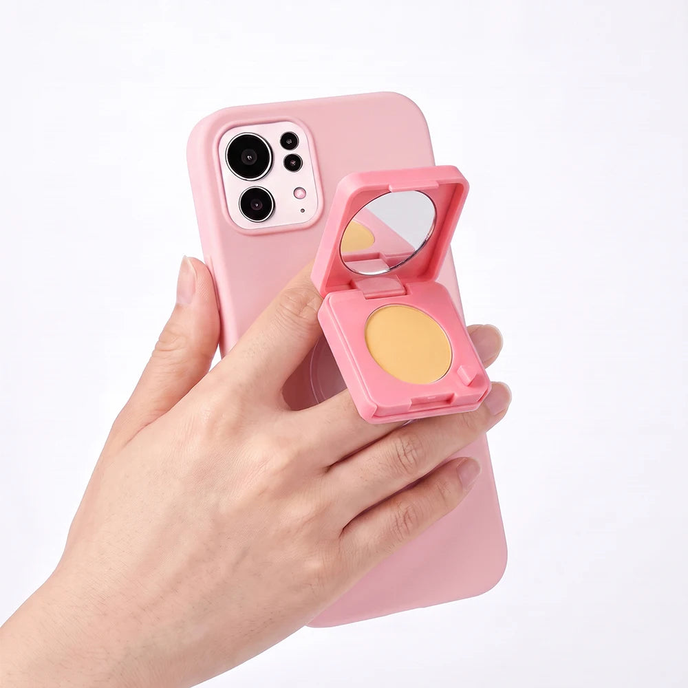 Pressed Powder Compact With Mirror And Phone Grip