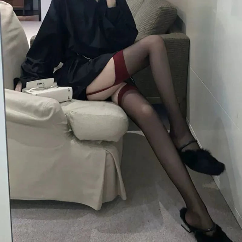 Nylon Spandex Suspender Stockings Women Knee High Socks