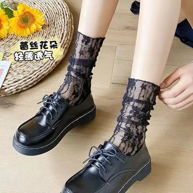 Floral Lace Mesh Ankle Socks