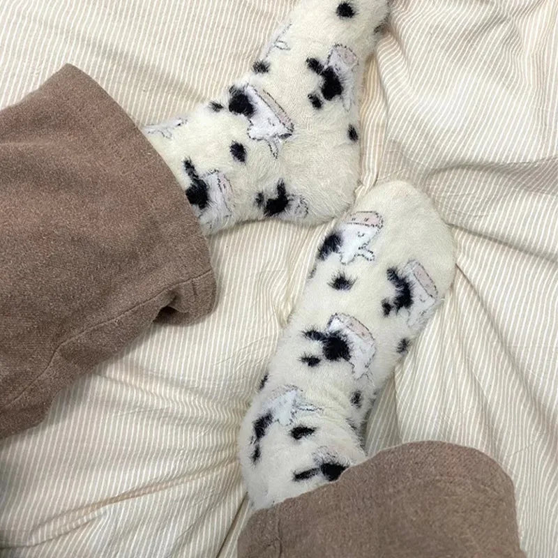 Plush Cartoon Mid Calf Socks Polyester Blend