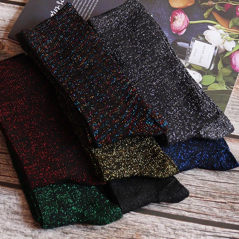 Cotton Blend Glitter Mid Tube Socks 3 Pairs