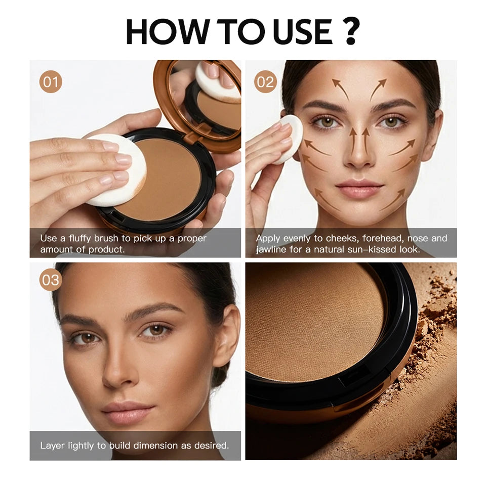 Matte Bronze Pressed Powder Face Contouring Makeup