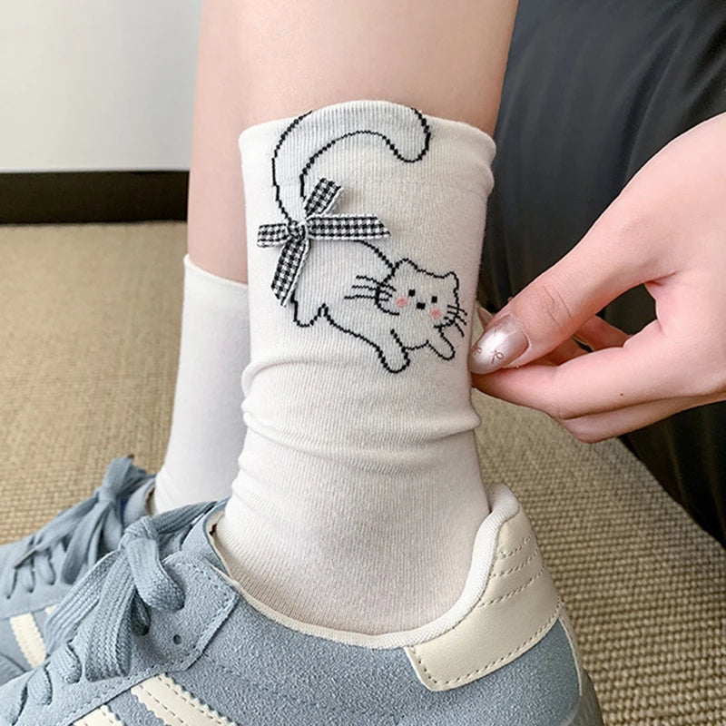 Polyester Elastane Cartoon Animal Mid Tube Socks for Women - 5
