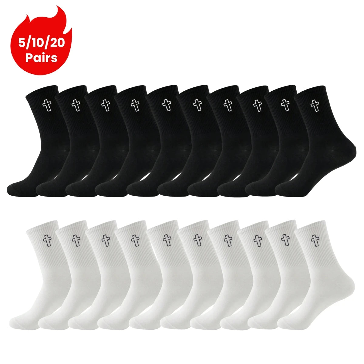 Polyester Elastane Crew Socks Cross Pattern