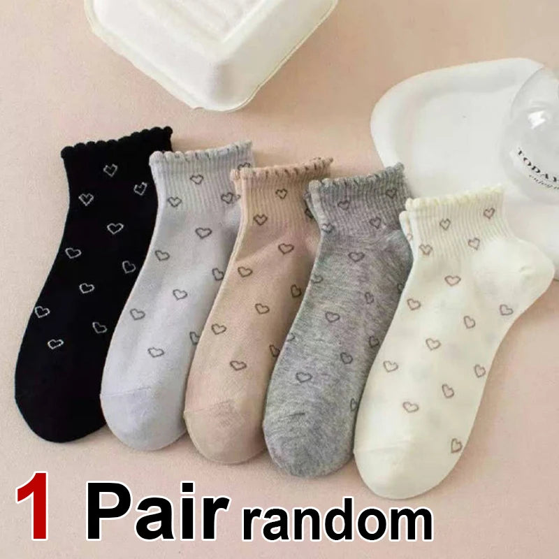 Polyester Elastane Heart Print Casual Socks