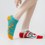 Cotton Blend Unisex Novelty French Fry And Ketchup Pattern Ankle Socks