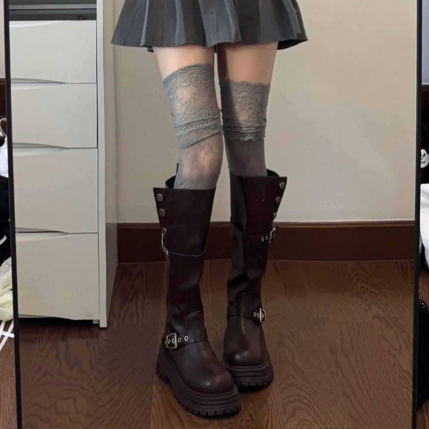 Floral Lace Over The Knee Stockings - 5