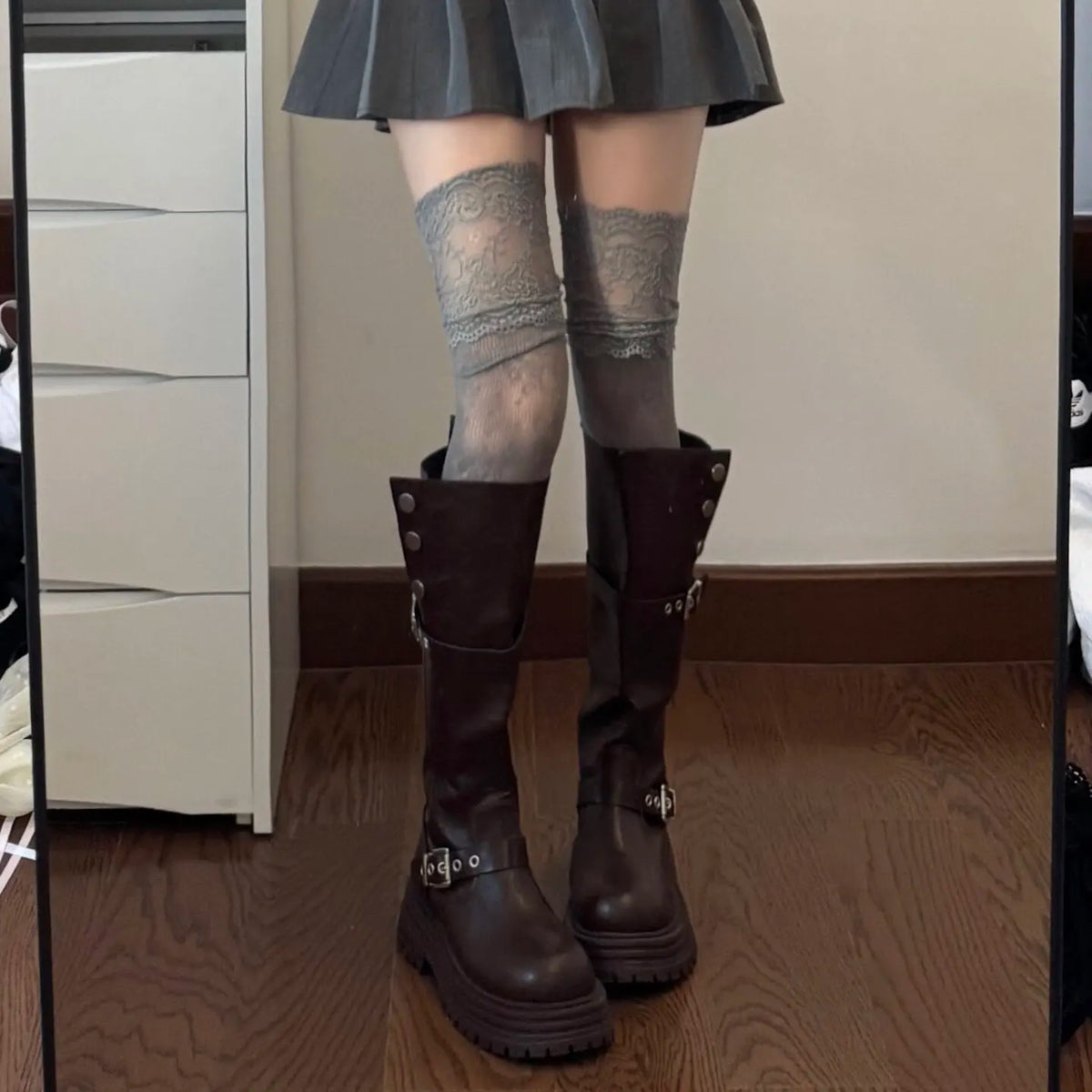 Floral Lace Over The Knee Stockings