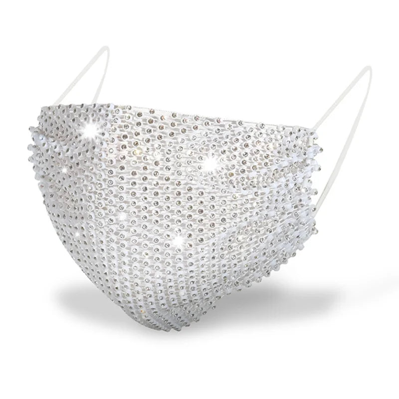Nylon Rhinestone Decorative Face Mask - 5