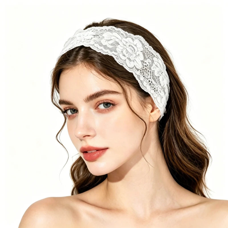 Floral Lace Elastic Headband for Women