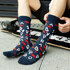 Cotton Blend Letter And Cow Print Mid Calf Crew Socks