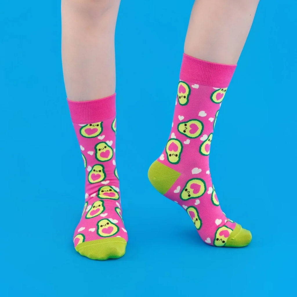 Cotton Blend Avocado Print Mid Calf Socks