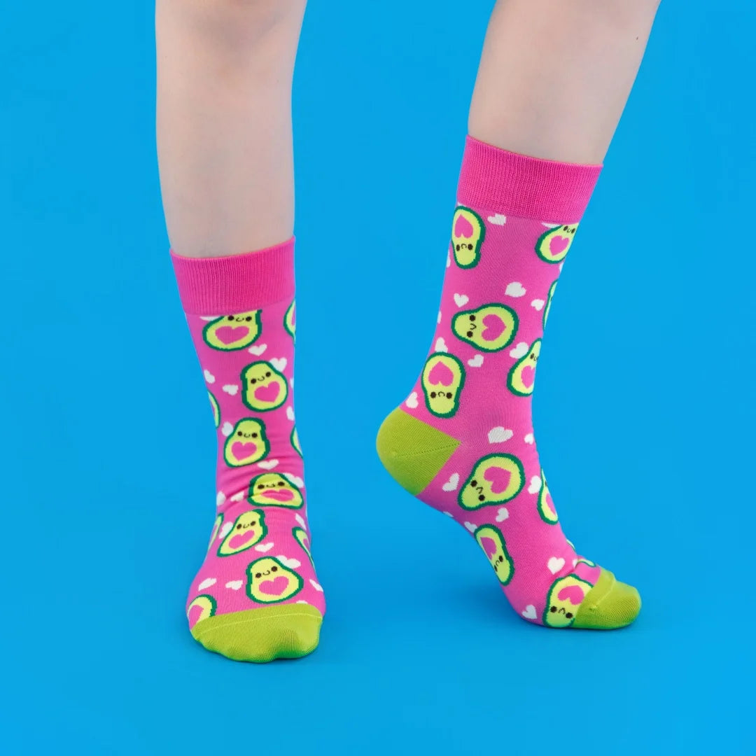 Cotton Blend Avocado Print Mid Calf Socks