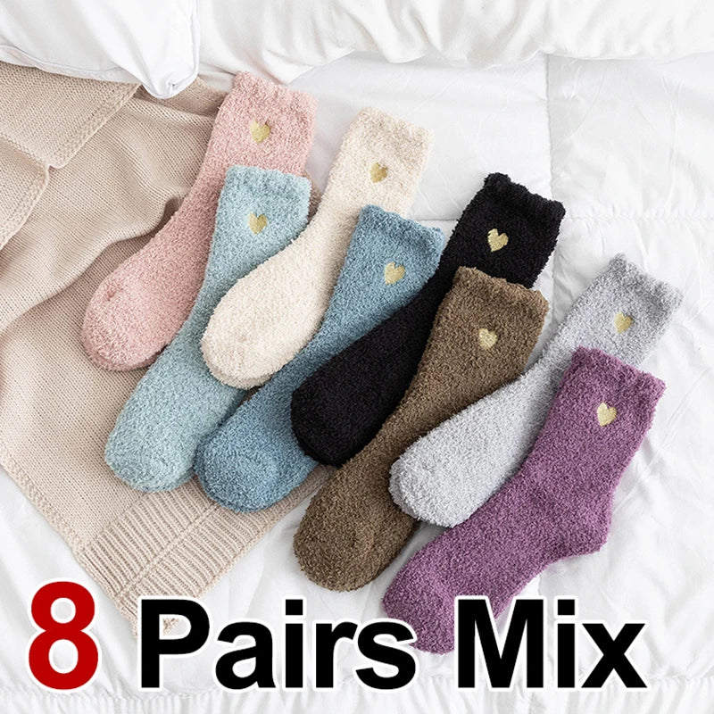 Thick Plush Coral Velvet Mid Tube Socks for Women