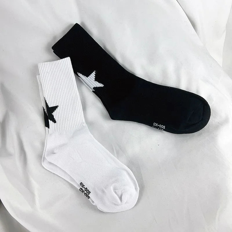 Cotton Star Pattern Mid Tube Socks