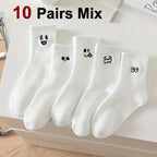 Polyester Blend Cartoon Expression Mid Tube Socks