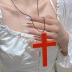 Wood Cross Pendant Necklace Unisex Accessory