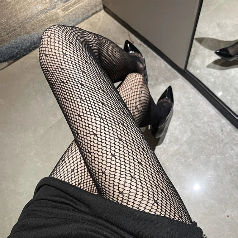Nylon Elastane Floral Lace Fishnet Tights Pantyhose - 19