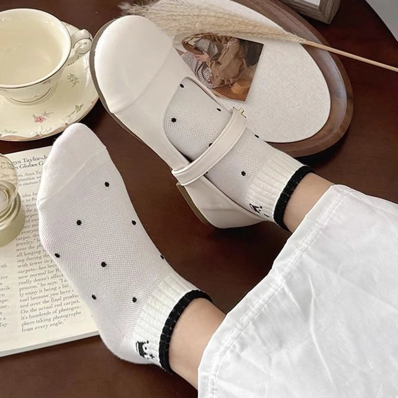 Polyester Elastane Blend Butterfly Print Women Casual Socks