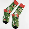 Cotton Blend Insect Pattern Crew Socks