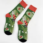Cotton Blend Insect Pattern Crew Socks