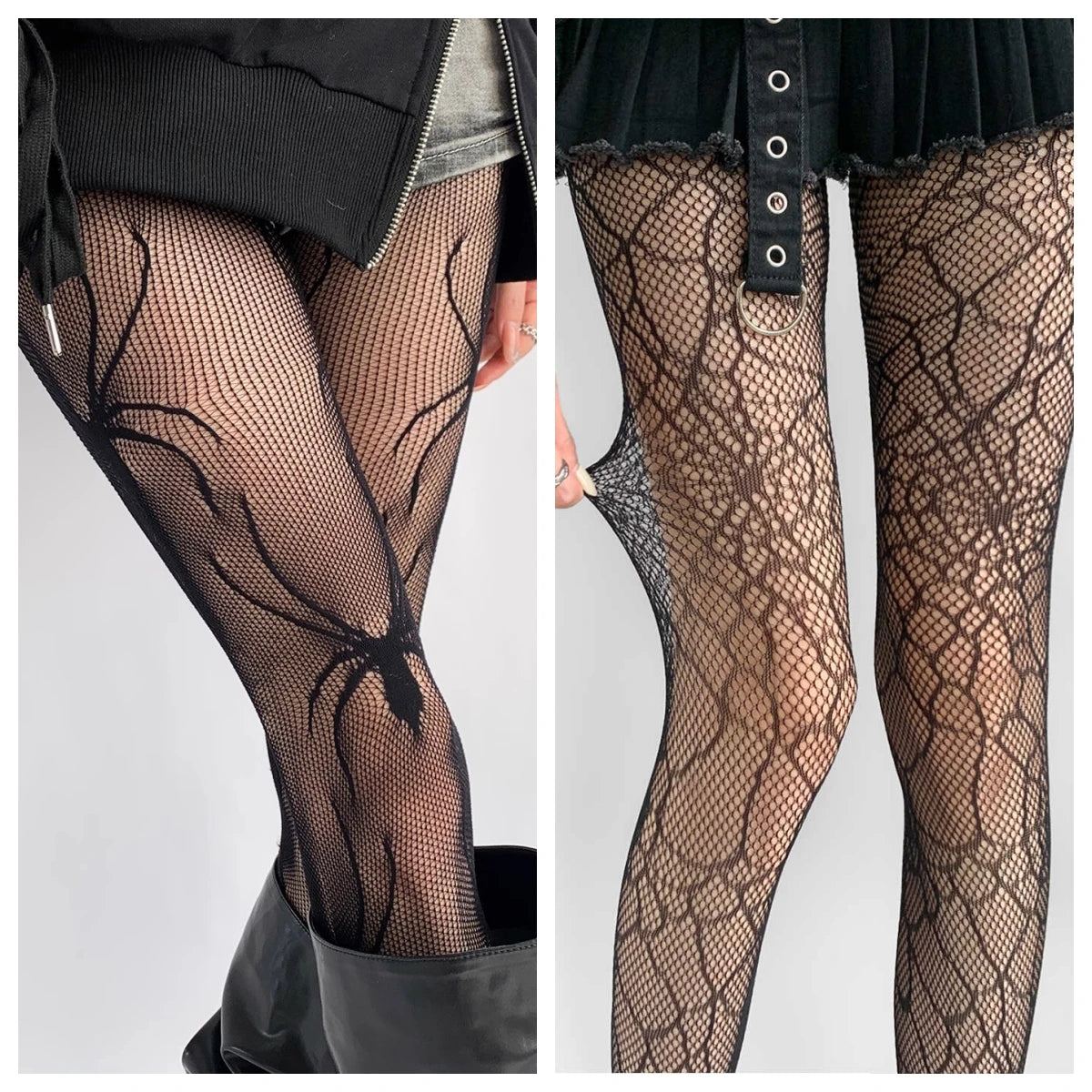 Nylon Fishnet Pantyhose Gothic Pattern Tights - 1