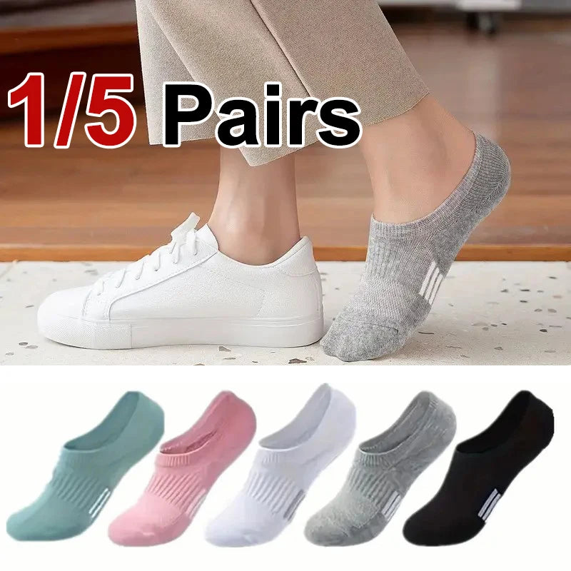 Polyester Spandex Low Cut Invisible Women Casual Socks - 1