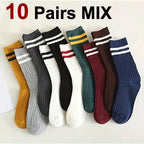 Striped Polyester Blend Mid Tube Casual Socks for Women