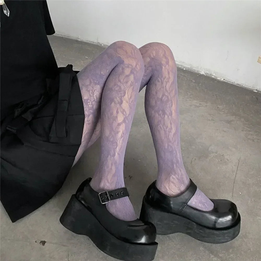 Floral Pattern Nylon Pantyhose Tights