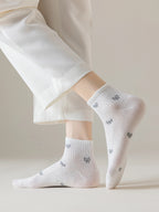 Womens Polyester Elastane Low Tube Casual Ankle Socks 5 Pack