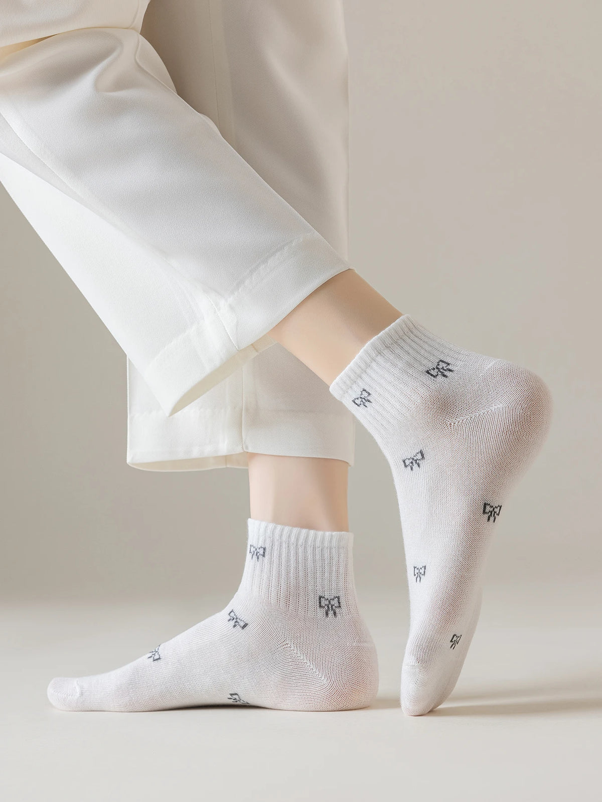 Womens Polyester Elastane Low Tube Casual Ankle Socks 5 Pack