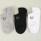 Womens Polyester Elastane Low Cut Heart Bow Ankle Socks 3 Pairs