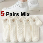 Polyester Elastane Cartoon Print Low Tube Casual Ankle Socks