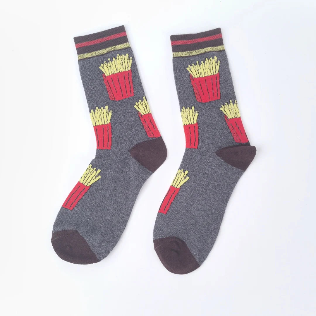 Cotton Blend Novelty Food Print Mid Calf Unisex Socks