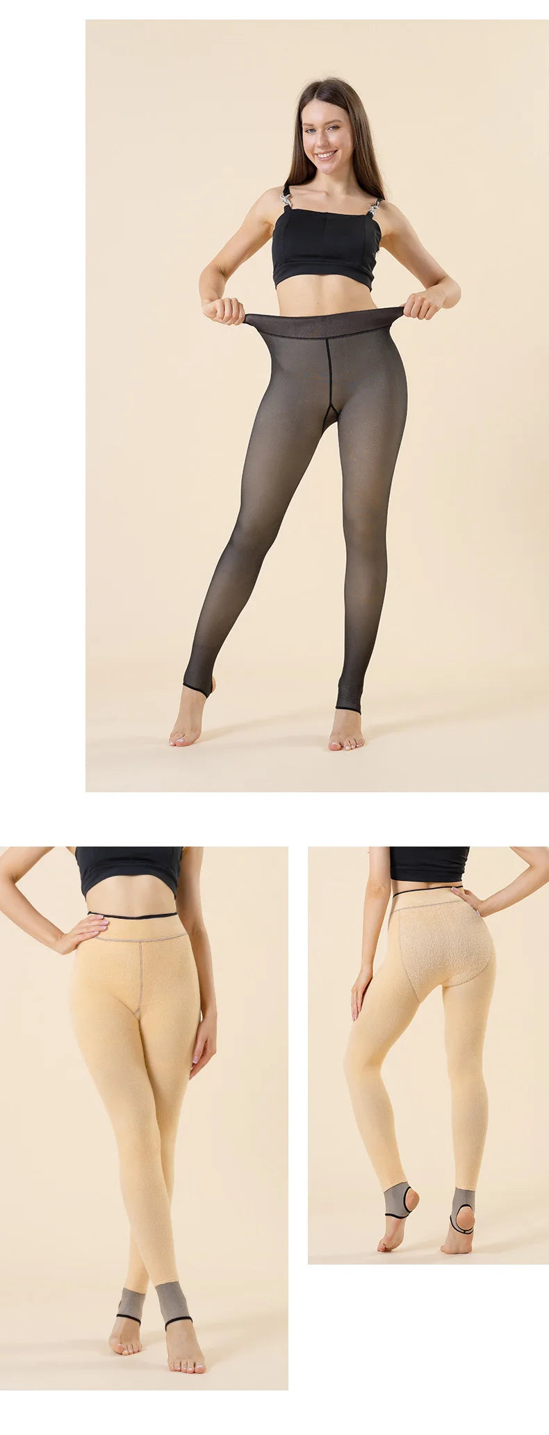 Fleece Lined Elastic Thermal Pantyhose Tights