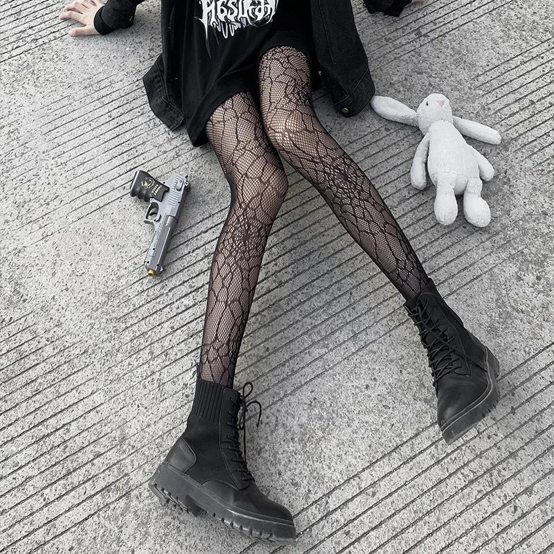 Floral Pattern Nylon Mesh Tights