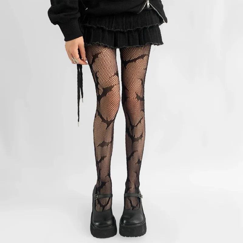 Nylon Elastane Halloween Fishnet Tights Gothic Patterned Stockings - 15