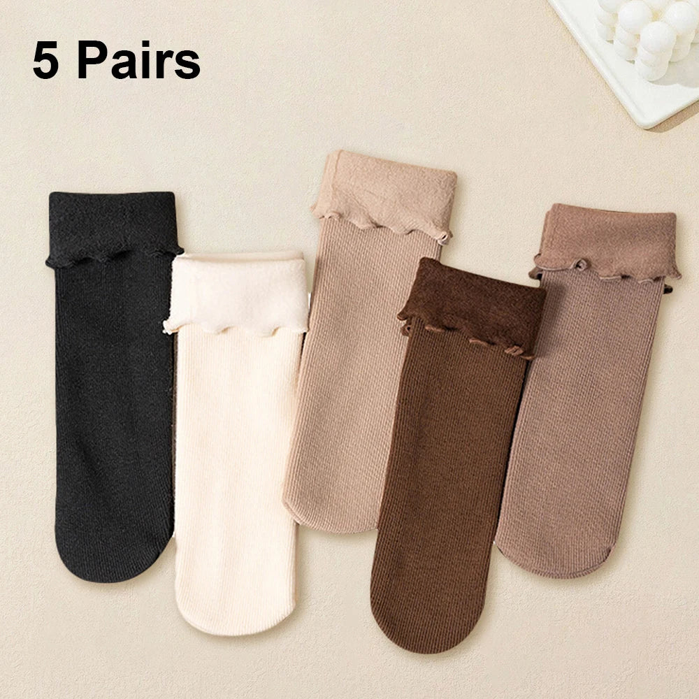 Thickened Thermal Women Socks Polyester Spandex Blend