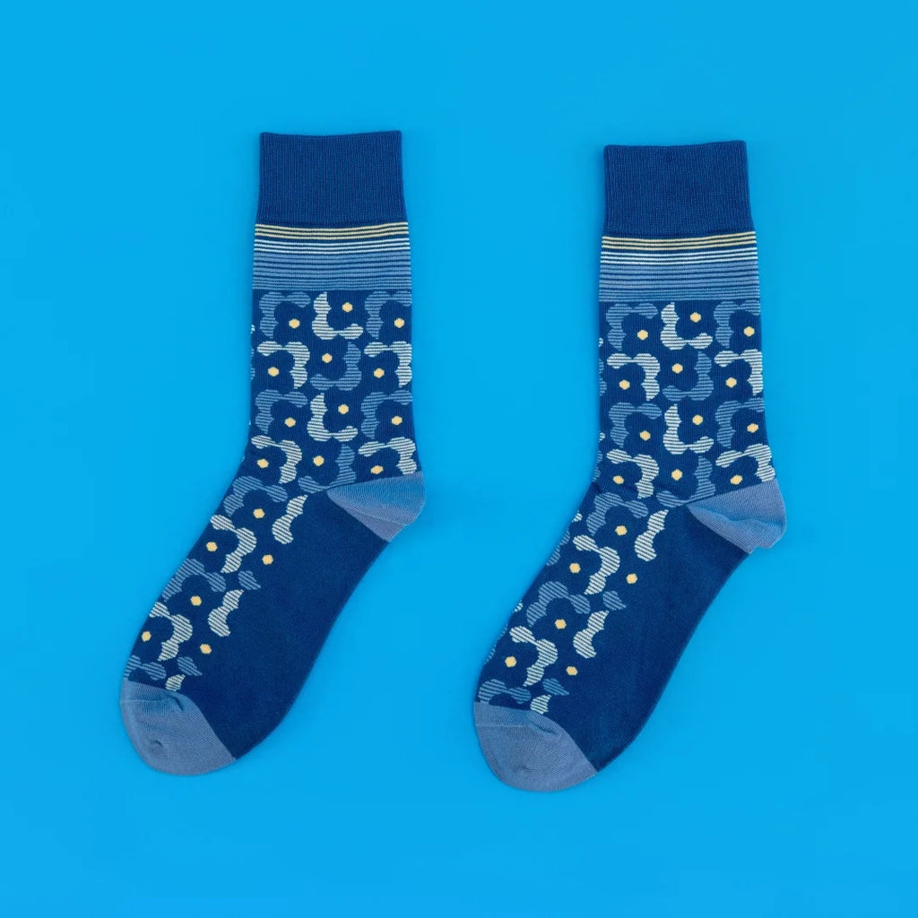 Cotton Blend Floral Mid Calf Socks