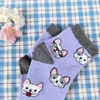 Cotton Blend French Bulldog Print Casual Low Tube Socks