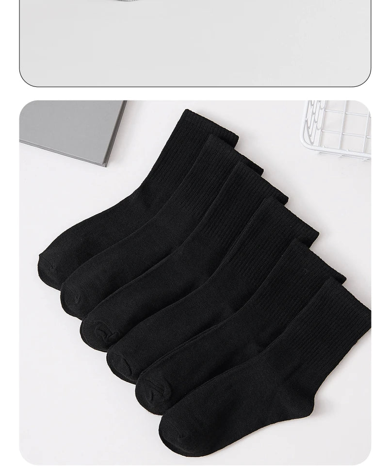 Polyester Elastane Casual Crew Socks 6 Pairs