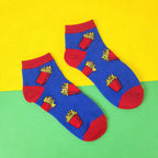 Cotton Blend French Fries Print Casual Socks