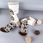 Cotton Blend Capybara Pattern Mid Calf Socks for Women