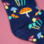 Colorful Mushroom Printed Cotton Blend Crew Socks