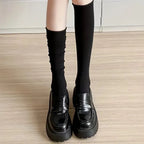 Ribbed Polyester Spandex Calf Socks