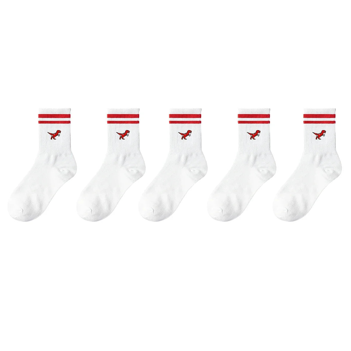 Polyester Elastane Dinosaur Pattern Crew Socks