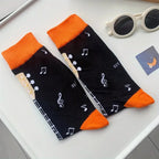 Polyester Elastane Guitar Pattern Crew Socks