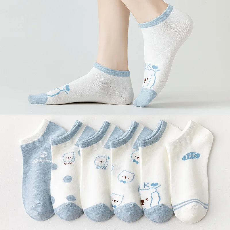 Polyester Elastane Cartoon Bear Ankle Socks