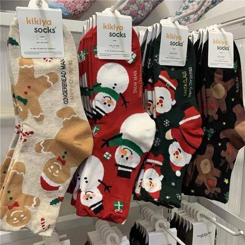 Polyester Elastane Christmas Print Casual Socks - 1