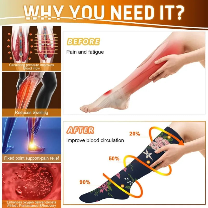 Nylon Polyester Elastane Knee High Compression Socks